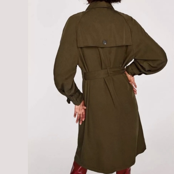 Zara Womans Outterwear oversized coat S Military Treach Olive Army Green - Picture 7 of 15